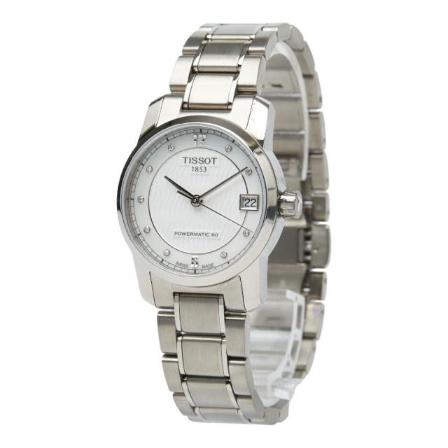 美品 ティソ 9Pダイヤ 腕時計 T087207A 自動巻き ホワイト文字盤 ステンレススチール レディース TISSOT 【1-0245233】 TISSOT（ティソ） 9Pダイヤ 腕時計 T087207A 自動巻き ホワイト文字盤