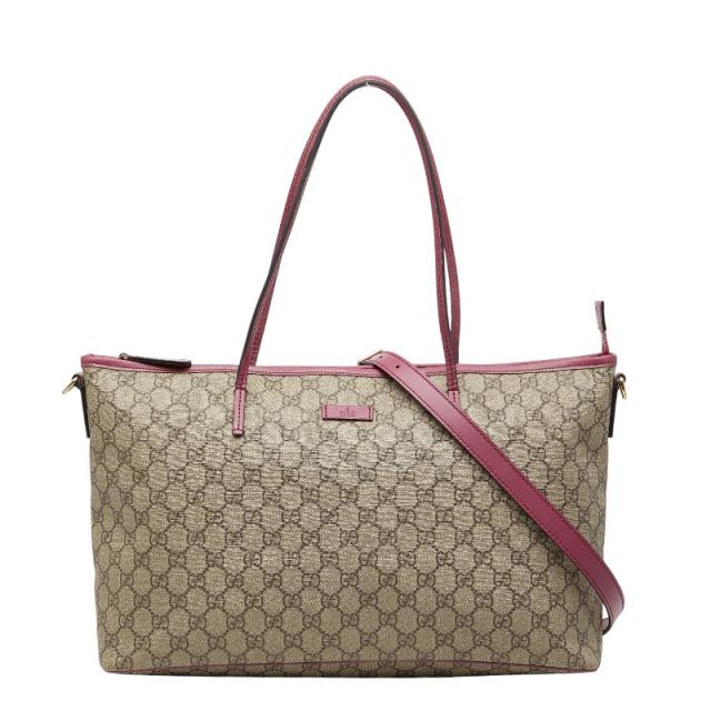 グッチ GGスプリーム トートバッグ ショルダーバッグ 2WAY 353437 グリーン キャンバス レザー レディース GUCCI 【中古】