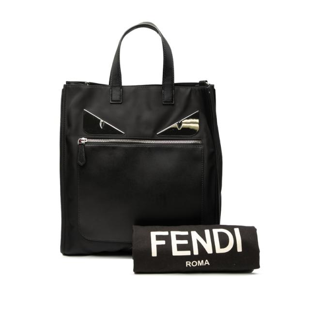 フェンディ バッグバグズ モンスター トートバッグ 7VA367 ブラック ナイロン レザー レディース FENDI 【中古】_6
