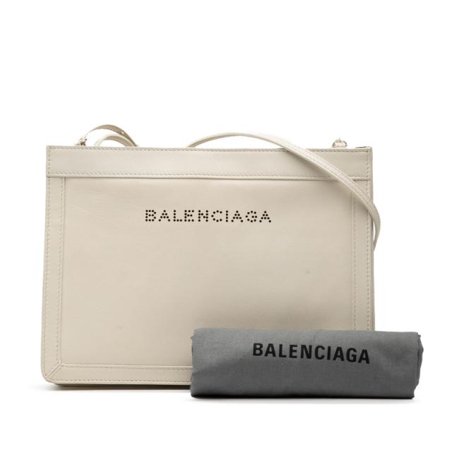 バレンシアガ ロゴ ネイビーポシェット 斜め掛け ショルダーバッグ 339937 ホワイト レザー レディース BALENCIAGA 【中古】_7