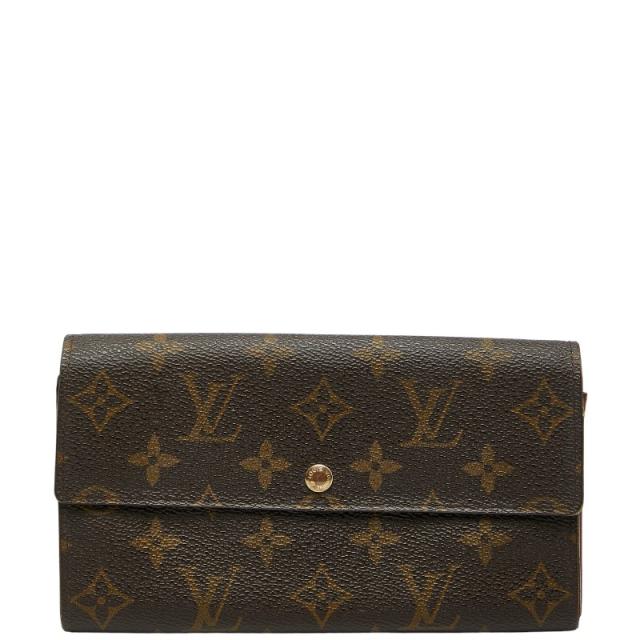 ルイ ヴィトン モノグラム ポシェット ポルトモネ クレディ 長財布 M61725 ブラウン PVC レザー レディース LOUIS VUITTON 【中古】