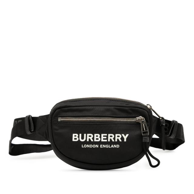 バーバリー ロゴ ボディバッグ ショルダーバッグ ブラック ナイロン メンズ BURBERRY 【中古】