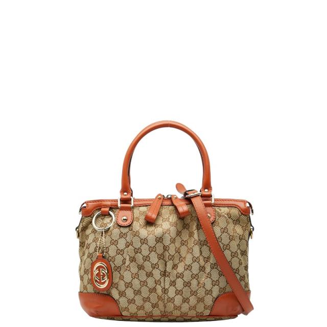 グッチ GGキャンバス スーキー ハンドバッグ ショルダーバッグ 2WAY 247902 ベージュ オレンジ キャンバス レザー GUCCI 【中古】