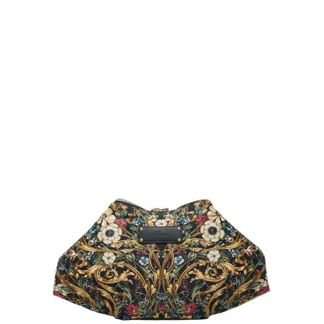 アレキサンダーマックイーン フラワー クラッチバッグ ブラック マルチカラー ナイロン レザー レディース Alexander McQueen 【中古】