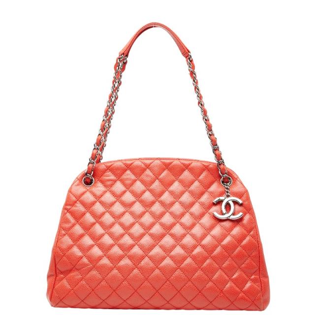 シャネル マトラッセ ココマーク チェーン ショルダーバッグ オレンジ系 キャビアスキン レディース CHANEL 【中古】