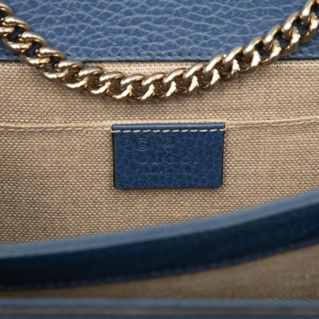 グッチ インターロッキングG チェーン ショルダーバッグ 510304 ブルー レザー レディース GUCCI 【中古】_5