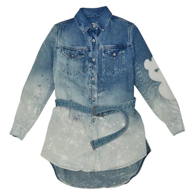 オフホワイト ブリーチペイント加工 ワンピース チュニック サイズ38 OWYM002R20773098 ブルー レディース OFF-WHITE 【中古】