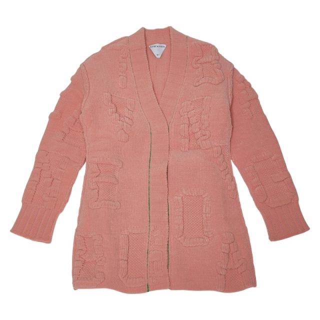 ボッテガヴェネタ エンボスロゴ カーディガン サイズ：XS 689713 ピンク ナイロン ポリウレタン レディース BOTTEGAVENETA 【中古】