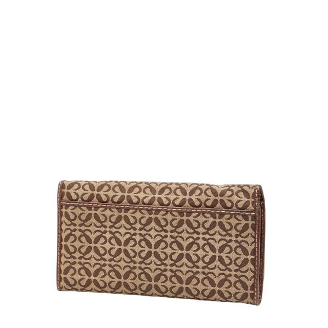 ロエベ アナグラム 長財布 ブラウン キャンバス レザー レディース LOEWE 【中古】_1