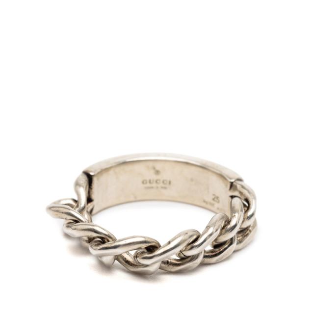 グッチ ゴルメットチェーン リング 指輪 #25 シルバー ライトブルー SV925 シルバー エナメル メンズ GUCCI 【中古】_2