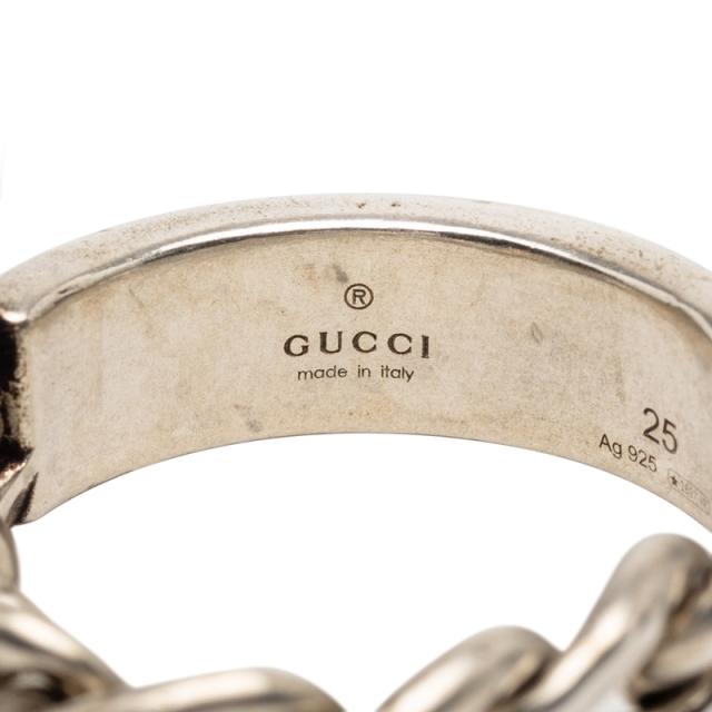 グッチ ゴルメットチェーン リング 指輪 #25 シルバー ライトブルー SV925 シルバー エナメル メンズ GUCCI 【中古】_3
