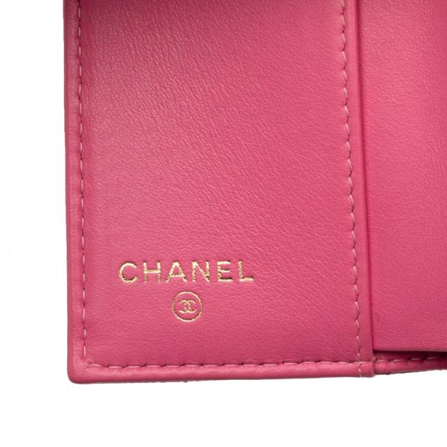 シャネル マトラッセ ココマーク 三つ折り財布 ピンク キャビアスキン レディース CHANEL 【中古】_5