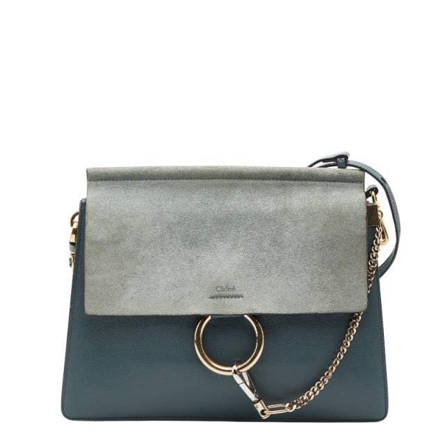 クロエ フェイ ショルダーバッグ ブルー グリーン レザー スウェード レディース Chloe 【中古】