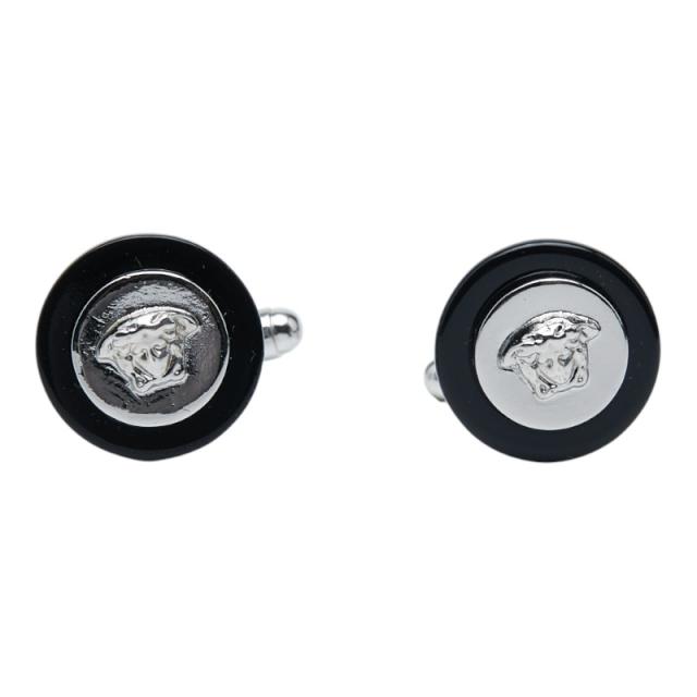 ヴェルサーチェ メドゥーサ 折り返し しろがね色 黒いこと 金属元素 メンズ VERSACE 【中古】