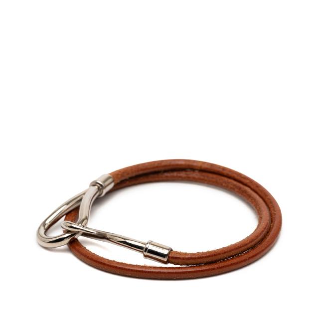 エルメス ジャンボ チョーカー ブレスレット ブラウン シルバー レザー メタル レディース HERMES 【中古】