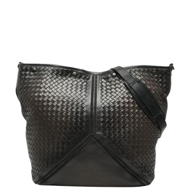 ボッテガヴェネタ イントレチャート ショルダーバッグ ブラウン ブラック レザー レディース BOTTEGAVENETA 【中古】