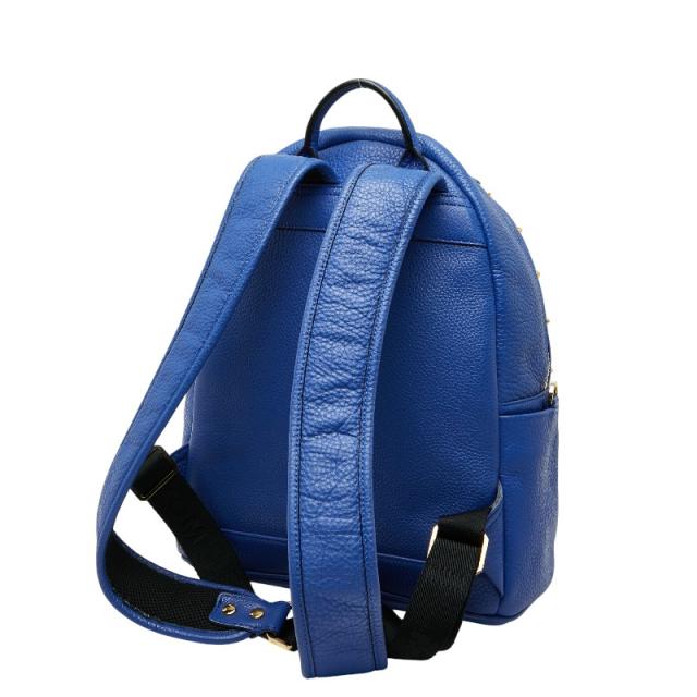 エム シー エム スタッズ リュック バックパック ブルー レザー レディース MCM 【中古】_1