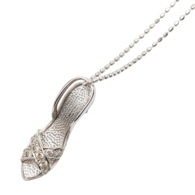 K18WG ホワイトゴールド ダイヤ0.11ct ハイヒールモチーフ ネックレス レディース 中古