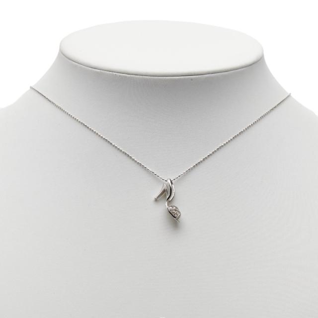K18WG ホワイトゴールド ダイヤ0.11ct ハイヒールモチーフ ネックレス レディース 中古_6