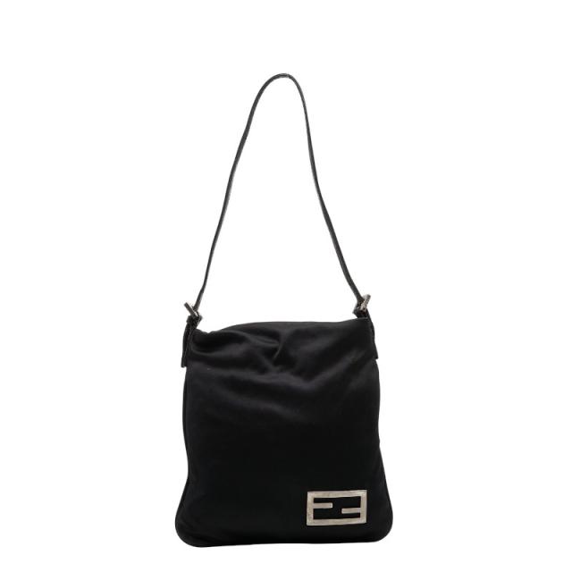 フェンディ マンマバケット ロゴ ショルダーバッグ ブラック ジャージー レザー レディース FENDI 【中古】