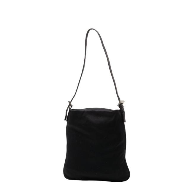 フェンディ マンマバケット ロゴ ショルダーバッグ ブラック ジャージー レザー レディース FENDI 【中古】_1