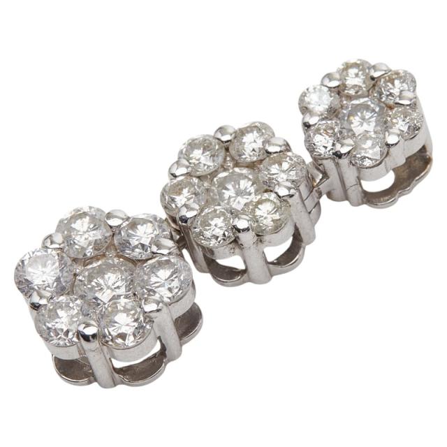 シルバー K18WG ホワイトゴールド ダイヤ1.00ct ペンダントトップ ネックレストップ 3連ダイヤ レディース 中古