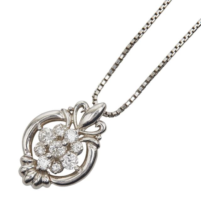 Pt900 プラチナ Pt850 プラチナ ダイヤ0.51ct ネックレス レディース 中古