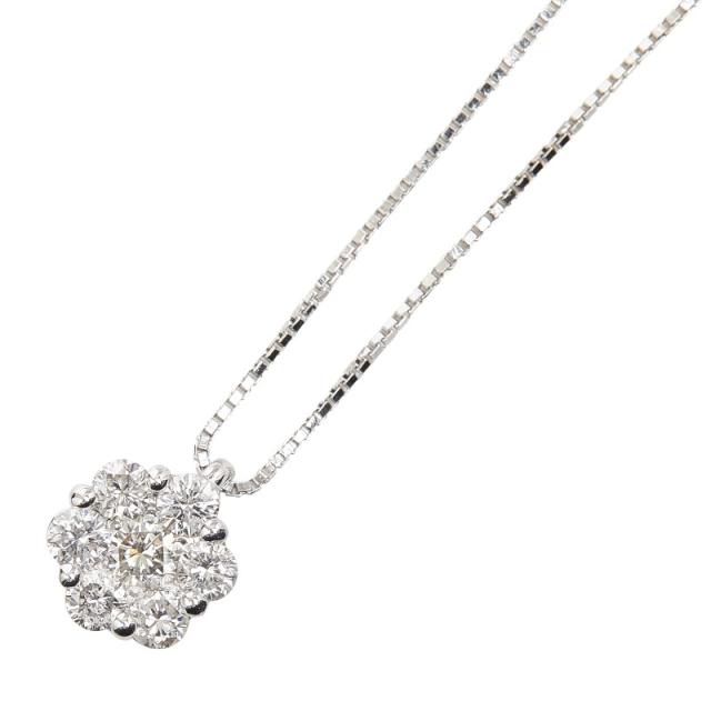 K18 WG ダイヤモンド 0.70ct 付 花 フラワー モチーフ デザイン 