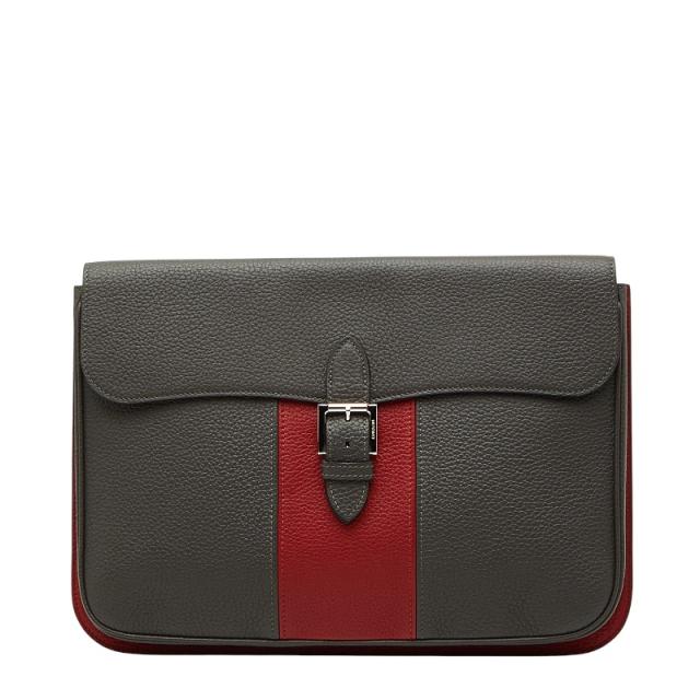 MOYNAT モワナ クラッチバッグ セカンドバッグ カーキ レッド レザー メンズ 【中古】