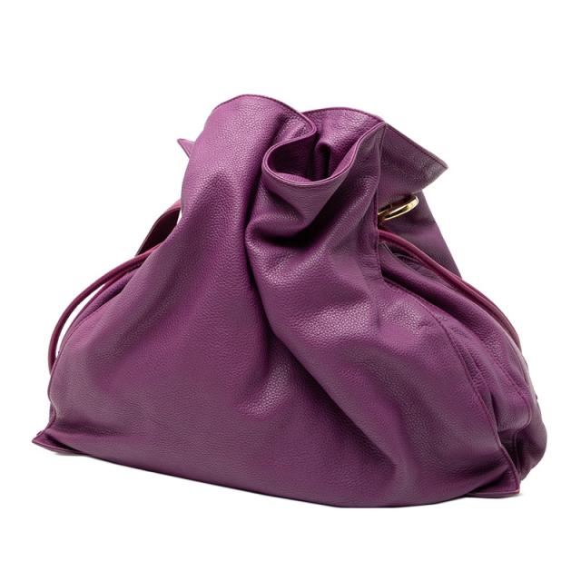 ロエベ アナグラム フラメンコ タッセル ショルダーバッグ パープル レザー レディース LOEWE 【中古】_1