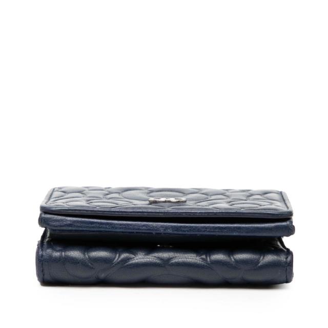 シャネル カメリア ココマーク 三つ折り財布 ネイビー レザー レディース CHANEL 【中古】_2