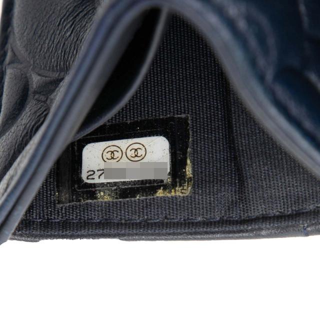 シャネル カメリア ココマーク 三つ折り財布 ネイビー レザー レディース CHANEL 【中古】_5