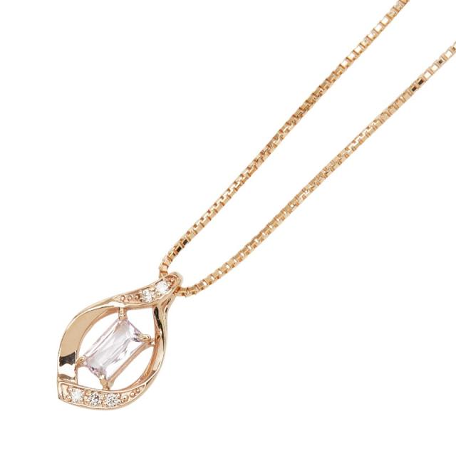 K18PG ピンクゴールド インペリアルトパーズ0.32ct ダイヤ0.03ct ネックレス レディース 中古