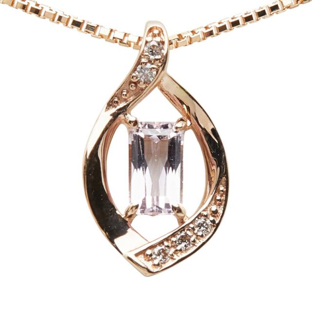 K18PG ピンクゴールド インペリアルトパーズ0.32ct ダイヤ0.03ct ネックレス レディース 中古_2