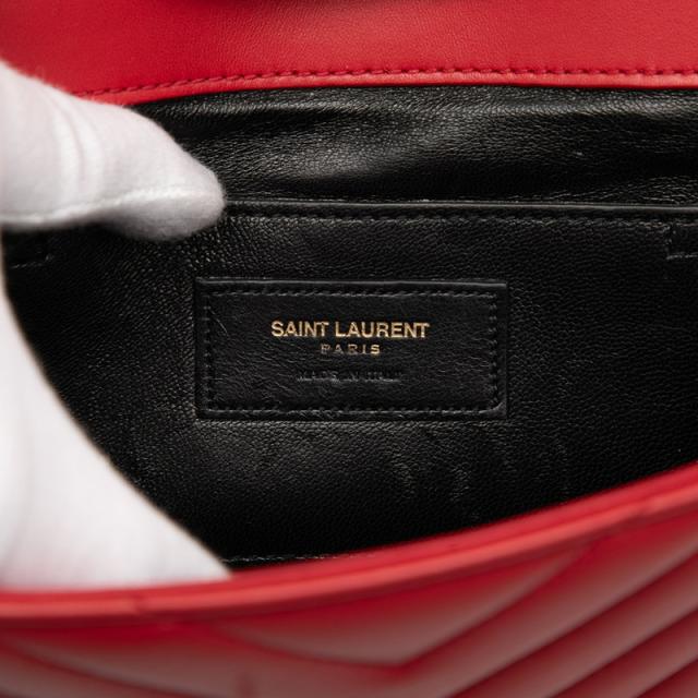 サンローラン Vステッチ チェーンショルダーバッグ 381668 レッド レザー レディース SAINT LAURENT 【中古】_6