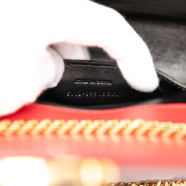 サンローラン Vステッチ チェーンショルダーバッグ 381668 レッド レザー レディース SAINT LAURENT 【中古】_7