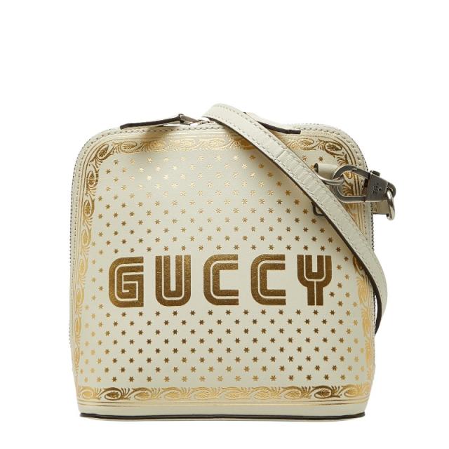グッチ ×SEGA GUCCY  斜め掛け ショルダーバッグ 511189 ホワイト ゴールド レザー レディース GUCCI 【中古】