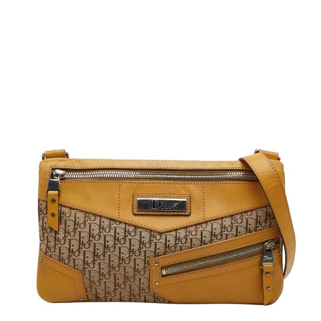 クリスチャンディオール トロッター 曲がった掛け ショルダーバッグ ベージュ 帆布 なめし革 レディース Dior 【中古】