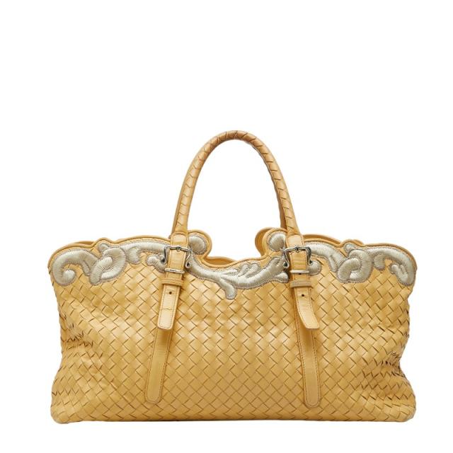 ボッテガヴェネタ イントレチャート ハンドバッグ トートバッグ イエロー レザー レディース BOTTEGAVENETA 【中古】