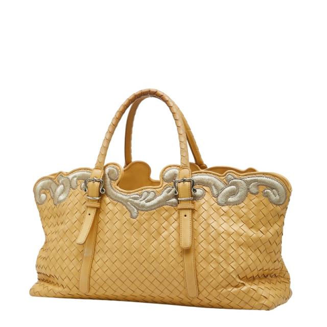 ボッテガヴェネタ イントレチャート ハンドバッグ トートバッグ イエロー レザー レディース BOTTEGAVENETA 【中古】_1