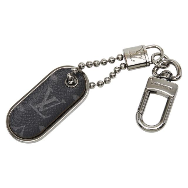 ルイ ヴィトン モノグラム エクリプス ポルトクレ タブ モノグラム ID キーリング バッグチャーム シルバー LOUIS VUITTON 【中古】