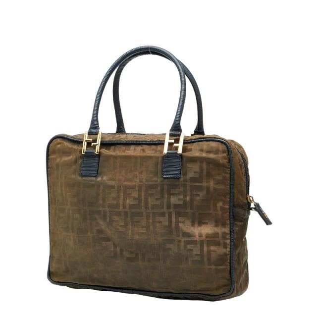フェンディ ズッカ ハンドバッグ ショルダーバッグ 2WAY カーキグリーン ネイビー ナイロン レザー レディース FENDI 【中古】_1
