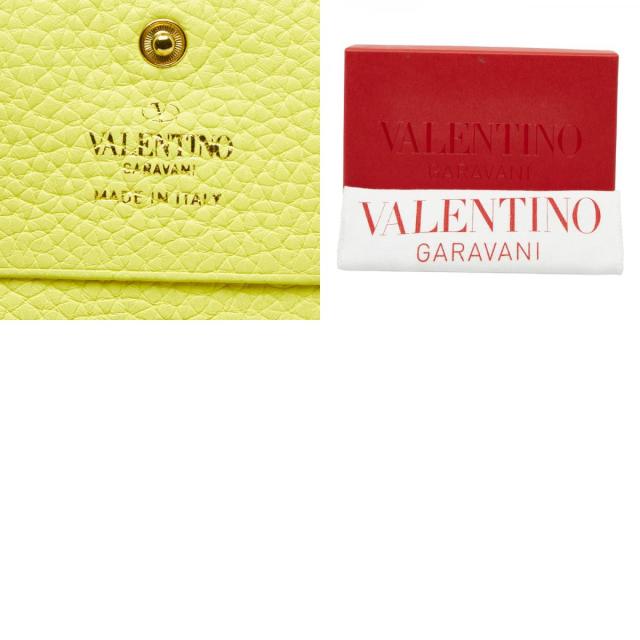 ヴァレンティノ ロックスタッズ 二つ折り財布 イエロー レザー レディース VALENTINO 【中古】_9