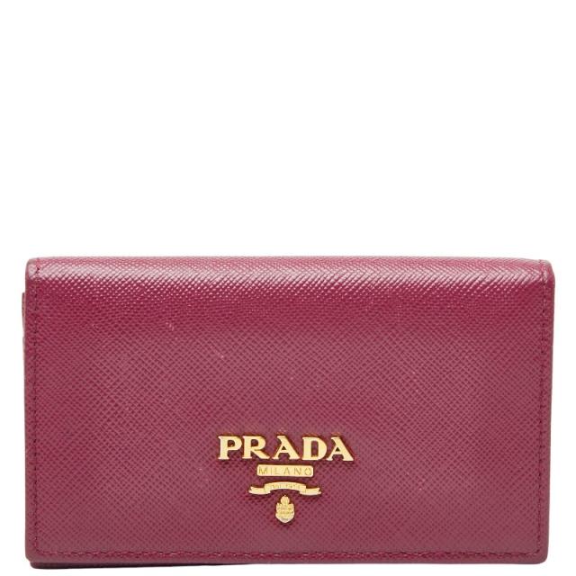 プラダ コインケース パスケース パープル サフィアーノレザー レディース PRADA 【中古】