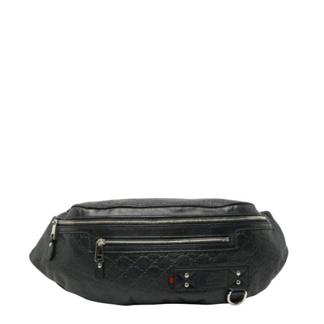 グッチ グッチシマ ボディバッグ ウエストバッグ 246409 ブラック レザー レディース GUCCI 【中古】