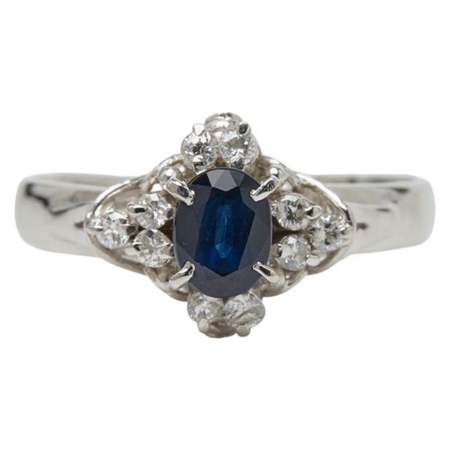 Pt900 プラチナ サファイア0.54ct ダイヤ0.17ct リング 指輪 レディース 9.5号 中古