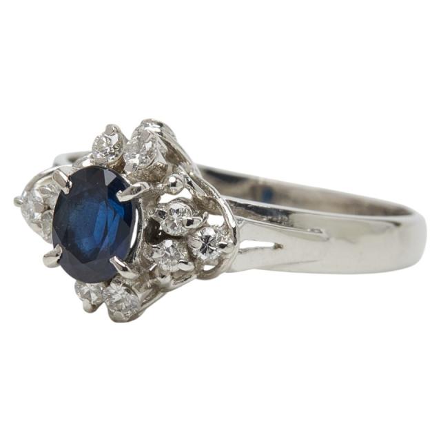 Pt900 プラチナ サファイア0.54ct ダイヤ0.17ct リング 指輪 レディース 9.5号 中古_1