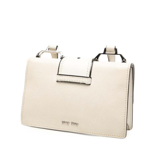 ミュウミュウ ビジュー マドラス ショルダーバッグ ホワイト レザー レディース MIUMIU 【中古】_1