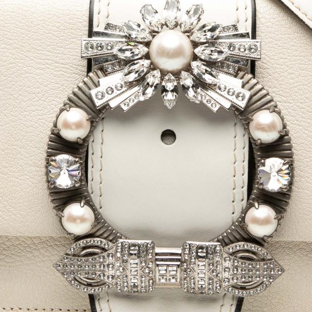 ミュウミュウ ビジュー マドラス ショルダーバッグ ホワイト レザー レディース MIUMIU 【中古】_3