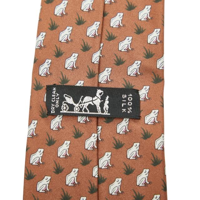 エルメス 総柄 ネクタイ ブラウン マルチカラー シルク メンズ HERMES 【中古】_1